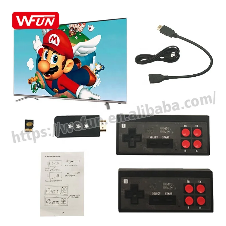 

USB Stick Wireless Controller TV Game U-Box 638 Classic Games 8 Bit Mini Video Game Console for Kids Christmas Gifts, Black