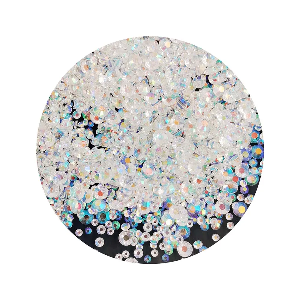 Transparent Clear 3/4/6mm Flatback Rhinestones Acrylic Gem Glitter Crystals for Nail Art & Garment Deco for Jewelry Making