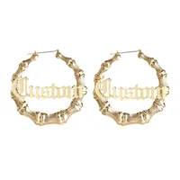 

personalized bamboo name earrings custom gold bamboo name earrings hoop earrings large big