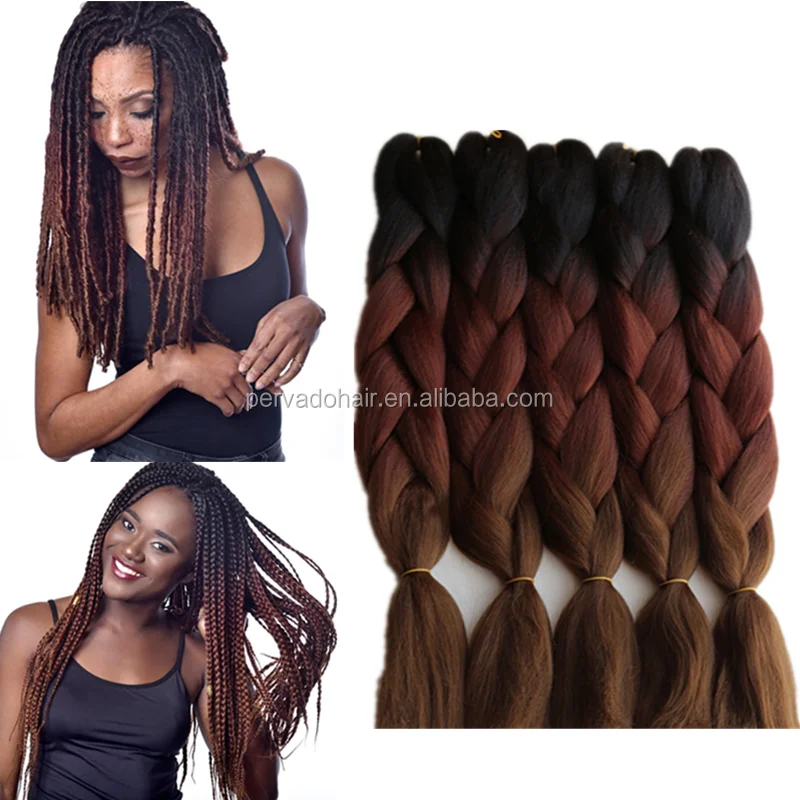 New Arrival Bug Brown Grey Ombre Braiding Hair Synthetic Ombre Braiding Hair  Extensions 24