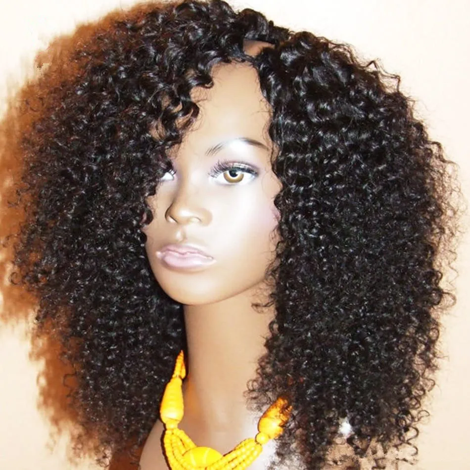 

Kinky Curly U Part Wig Virgin Hair 1x4" side part 130% Peruvian Human Hair Upart Wigs Kinky Curly U-Part Wig For Black Woman