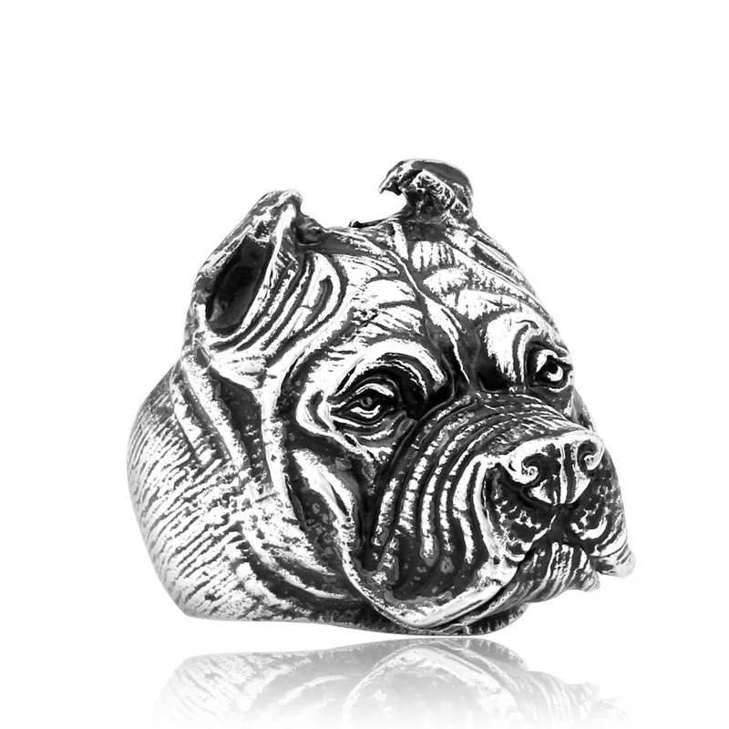 

SS8-181R steel soldier bulldog stainless steel men ring titanium steel animal cool punk biker personality trendy jewelry