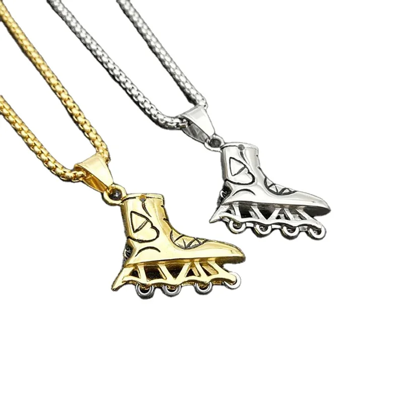 

Blues RTS Fashion Stainless Steel Jewelry Charm Design Hip hop Roller skates shoe pendants