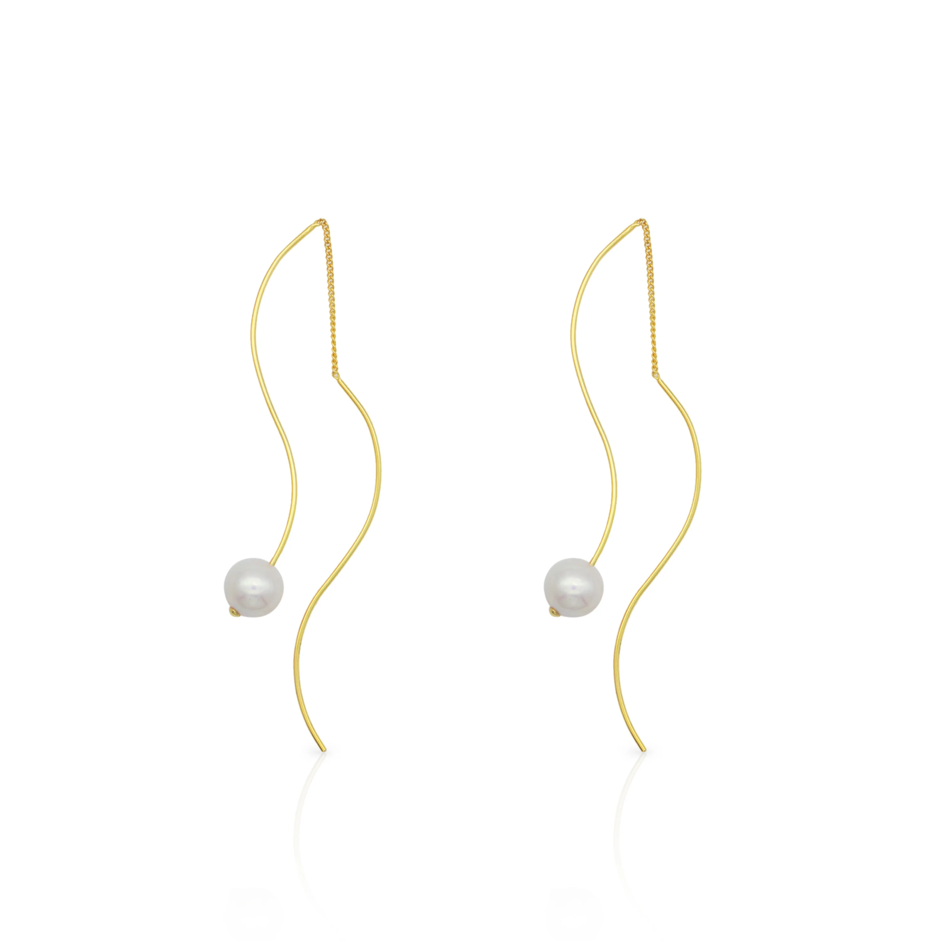 

Chris April in stock 925 sterling silver 14k gold plated Custom vermeil cultured barque pearls string earrings jewelry