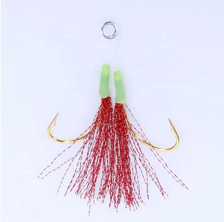 

Sea fishing Jigging Hook with golden nylon line Fishing luminous Hook, Gold