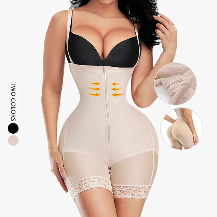 

New Style High Compression Tummy Control Full Body Shaper Two Bones Straps Women Shapewear Butt Lifter Shaper Panties, Skin/black/brown