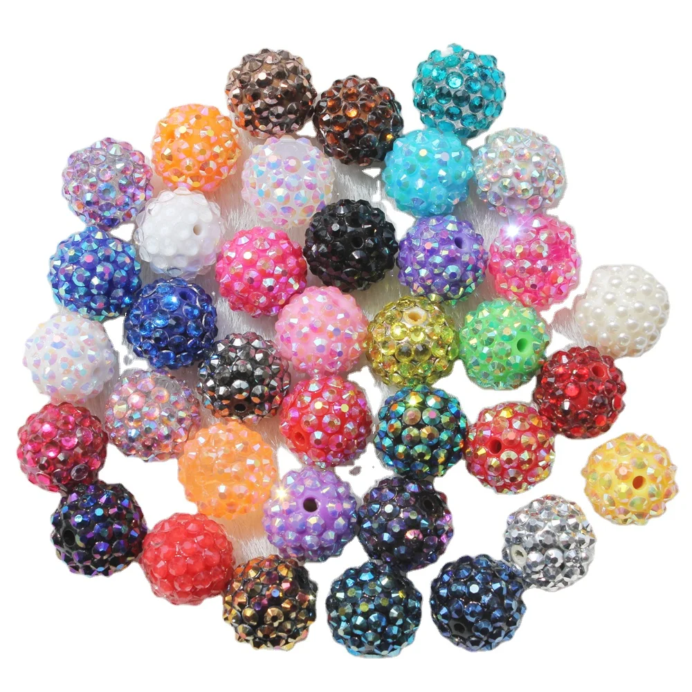 

Acrylic Clear Rhinestone Disco Ball Beads Round Pave Clay Charms Polymer Clay Rhinestone Spacer Round Beads For Jewelry Making