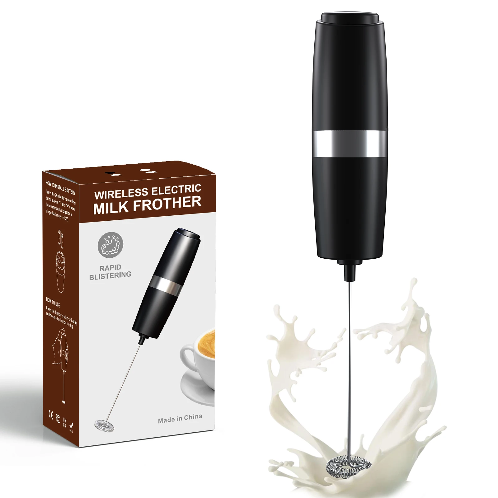 

New Automatic Handheld Stainless Steel Coffee Electric Battery Operated Milk Frother / Milk Mixer Electric Foam Frother