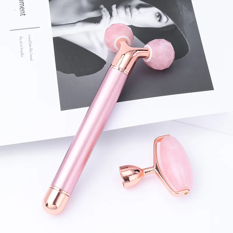 

Anti-Wrinkles Face Firming Face Massager Natural Pink Beauty Facial Tools Rose Quartz Electric Jade Roller for Face Lift