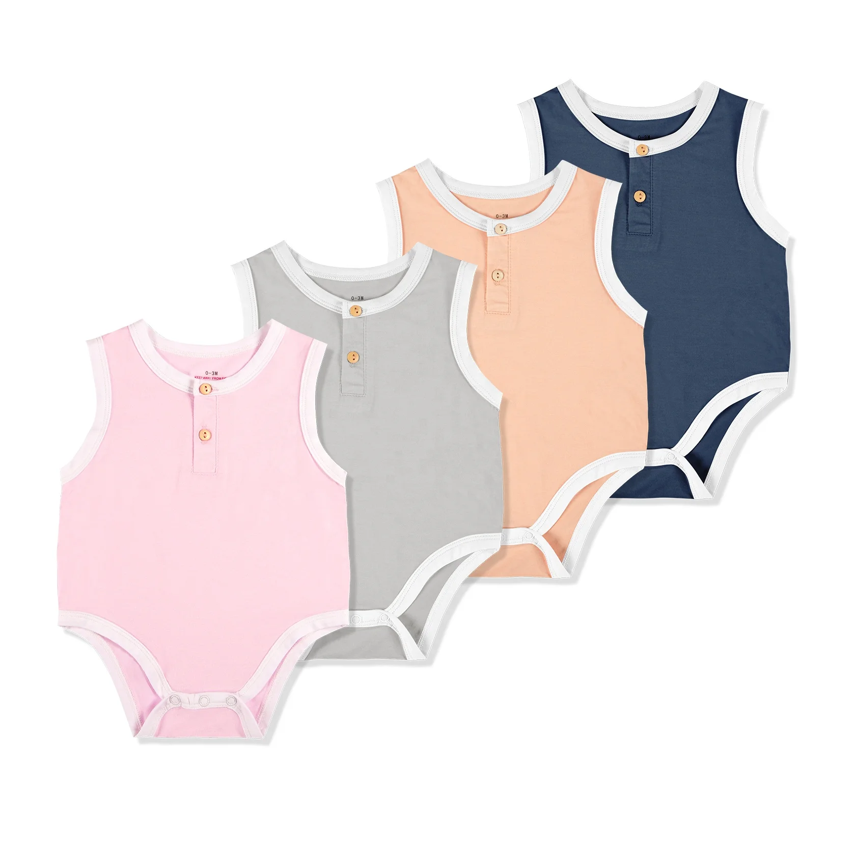 

Summer Bamboo Baby Clothing Solid Color Bamboo Onesie Sleeveless Cute Bodysuit for Baby, Picture shown