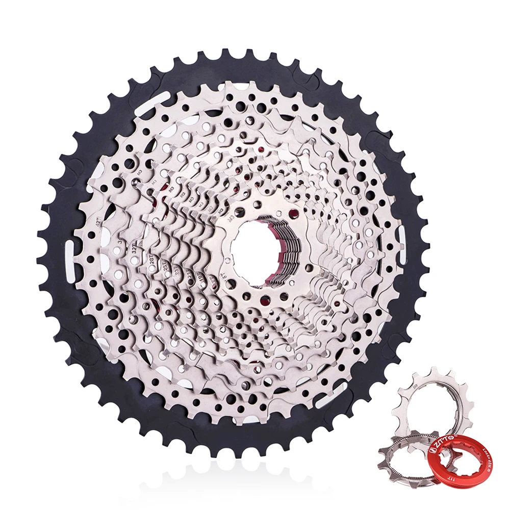 

ZTTO 13 speed 11-50T Cassette MTB 13Speed Wide Ratio Freewheel CNC alloy Mountain Bike AXS, Black-sliver