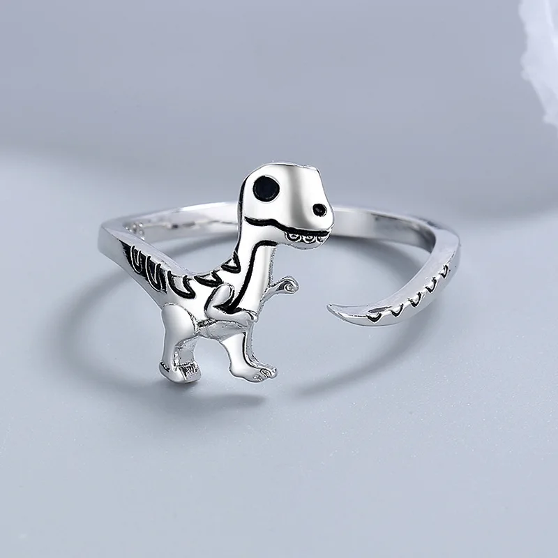 

New Dinosaur Love Jewelry Adjustable Ring Cute Tyrannosaurus Fine Jewelry designer ring