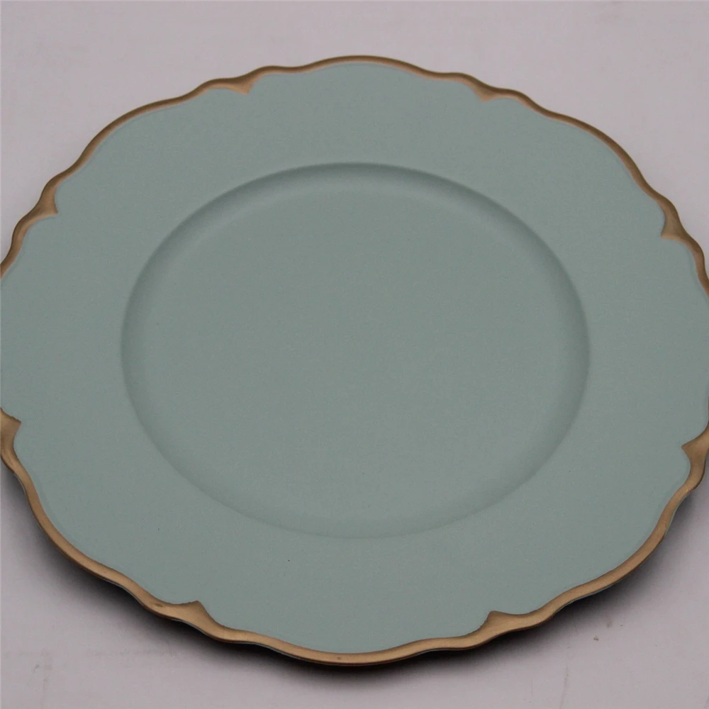 

LG20170904-3 Luckygoods export reusable plastic Christmas golden charger plates