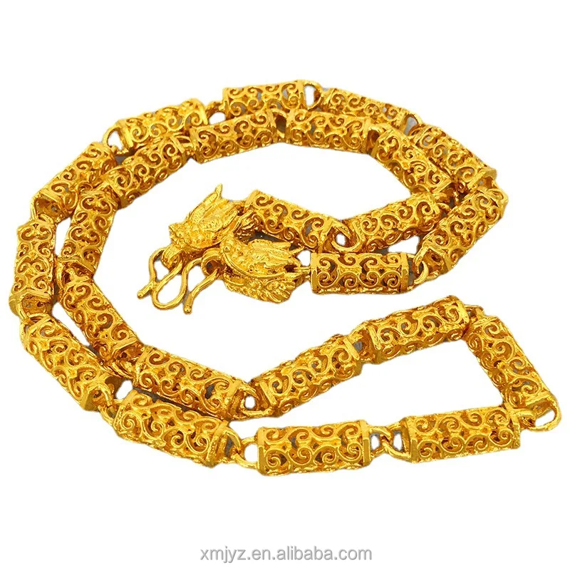 

The Same Gold-Plated Copper Buddha Bead Dragon Head Necklace In The Vietnam Sand Gold Hollow European Coin Gold Cylindrical