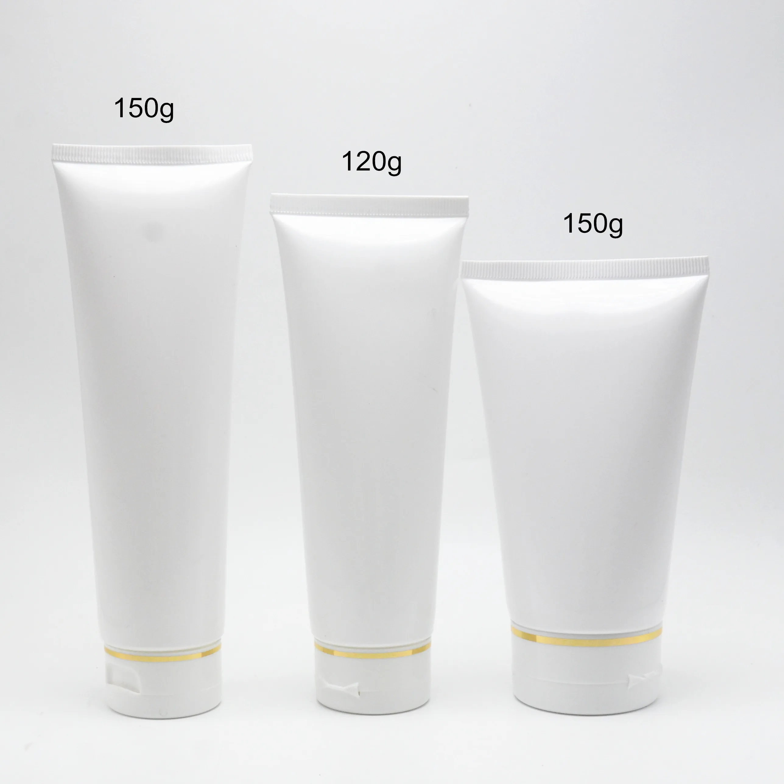 

Empty cosmetic packaging 120g 150g hand cream PE plastic tubes with golden collars