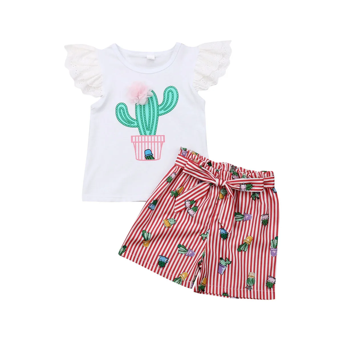 

kids summer girl sets short sleeve and short pants two pieces set clothing