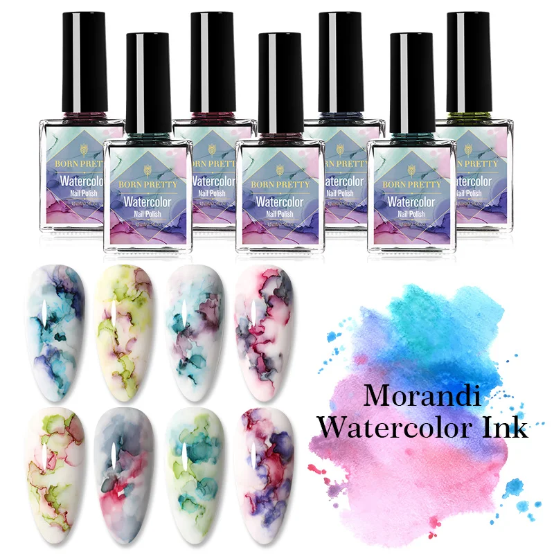 

BORN PRETTY Nail Wholesale Watercolor Blooming Nail Polish Marble Art Ink For Nail Art Design, 10 colors for choose