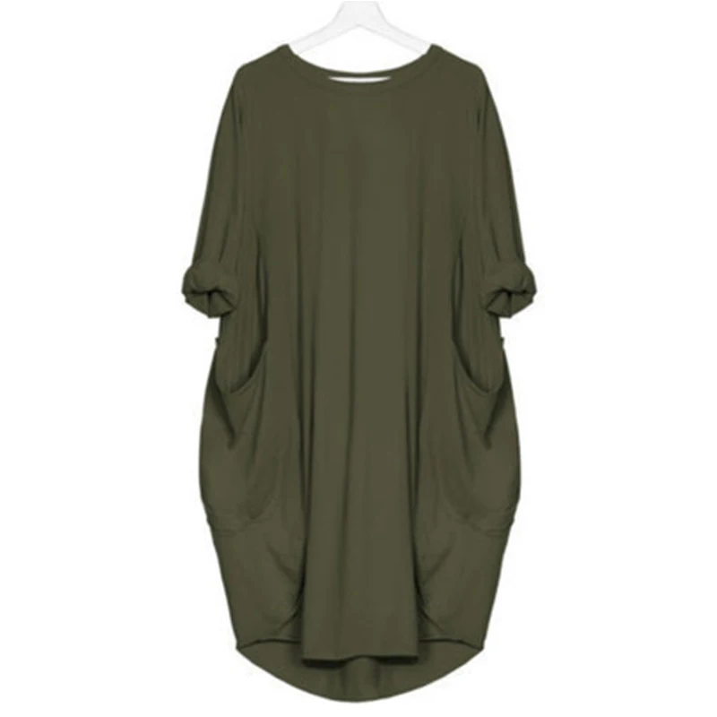 

Women's Dress Solid Color Irregular Pockets Sexy Club Wear Loose Long Sleeve Women Dresses, Picture shows