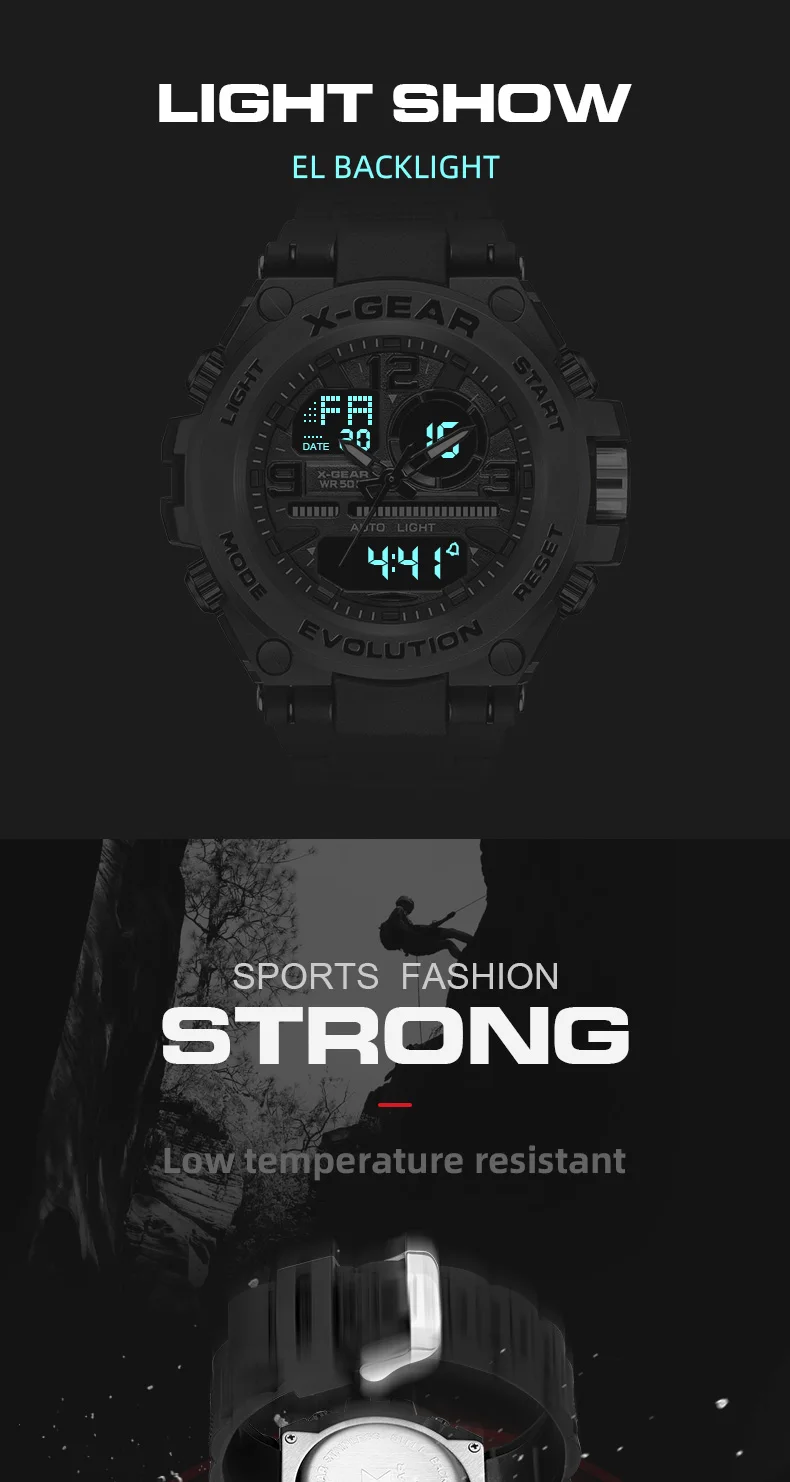 X-gear Al Fajr Custom Logo Army Brand Stainless Steel Digital Watch Men