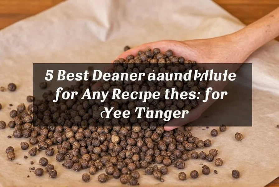 White pepper grains next to black pepper corns for visual comparison of black pepper alternatives