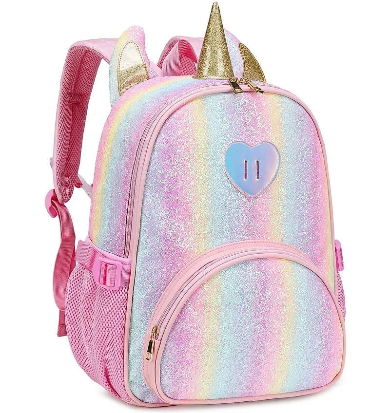 

Kids Unicorn Backpack for Girls Glitter Rainbow School Bag for Toddler Preschool and Kindergarten Kids School Book Bag, Rainbow glitter