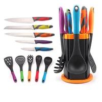 

Kitchen Accessories 11 Piece Knife set And Nylon Nonstick Cooking Utensil with Rotating Stand