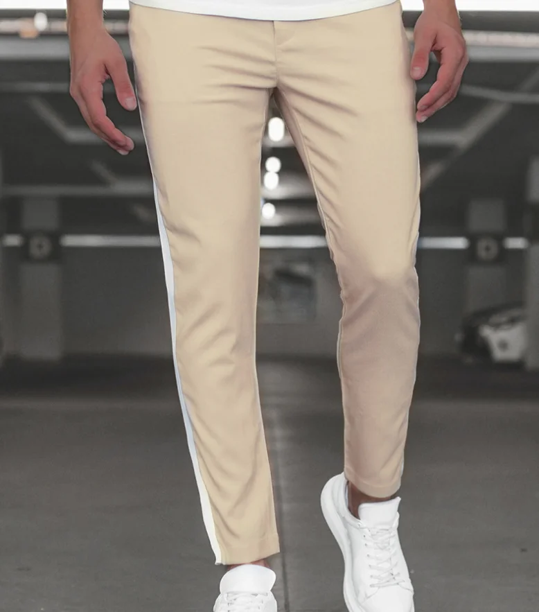 

Fall And Winter Hot Selling Men Solid Color Sports Casual Trousers Trend Fashion Side Stripes Straight Leg Pencil Pants, As picture