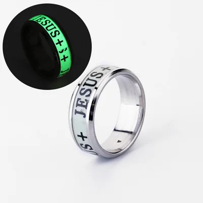 

2021 New Arrival Stylish Simplicity Christian Cross Ring Jesus Luminous Ring for Men, As picture shows