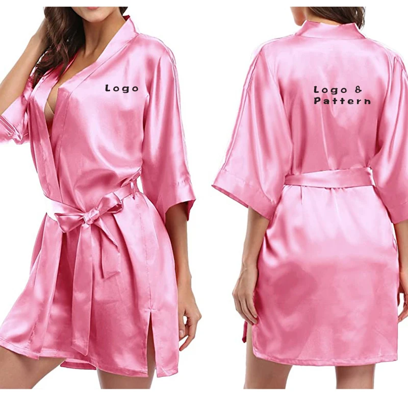 

Wholesale and Drop Shipping Women's Polyester Satin Robe Kimono Wedding Robe Bridesmaid Bridal Robes, 17 colors