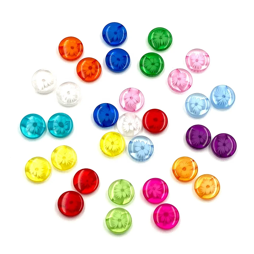 

Wholesales colorful customized flower roundv  fancy plastic resin button for clothes, Mixed colors