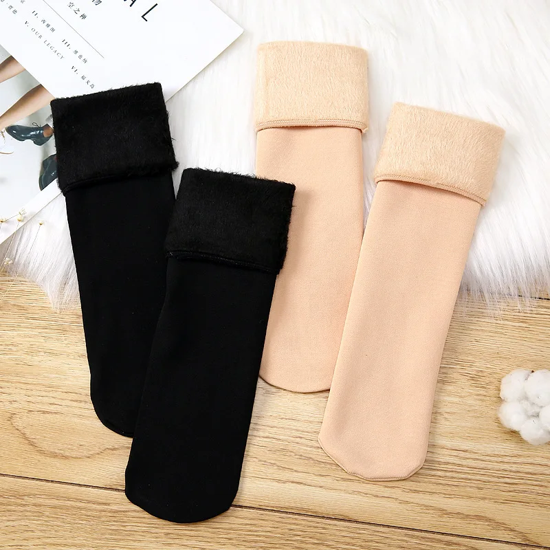 

Wholesale Thicken Winter Socks Women Warmer Snowing Velvet Home Floor Socks Women Skin Color Wool Fleece Boots Slipper Socks, Picture shown