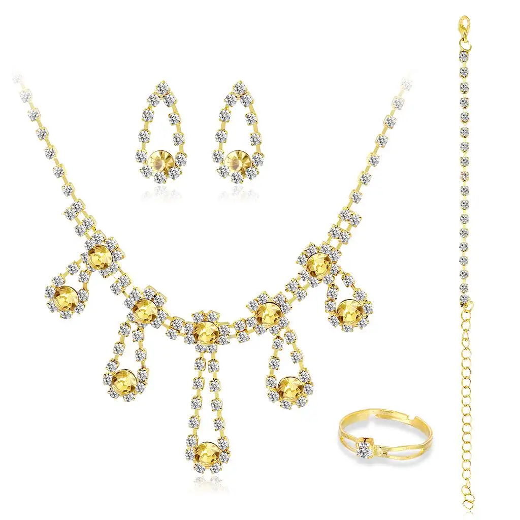

High-end custom crystal teardrop pendant necklace pendant earrings ring set