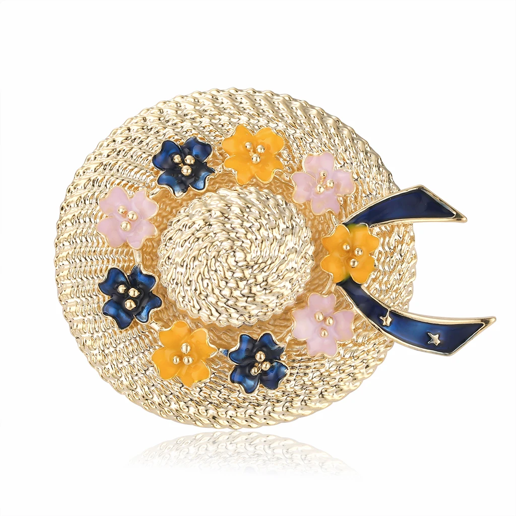 

Korean Fashion Hat Brooch Creative Flower Bow Brooches for Women Enamel Brooch Pins Jewelry Accessories