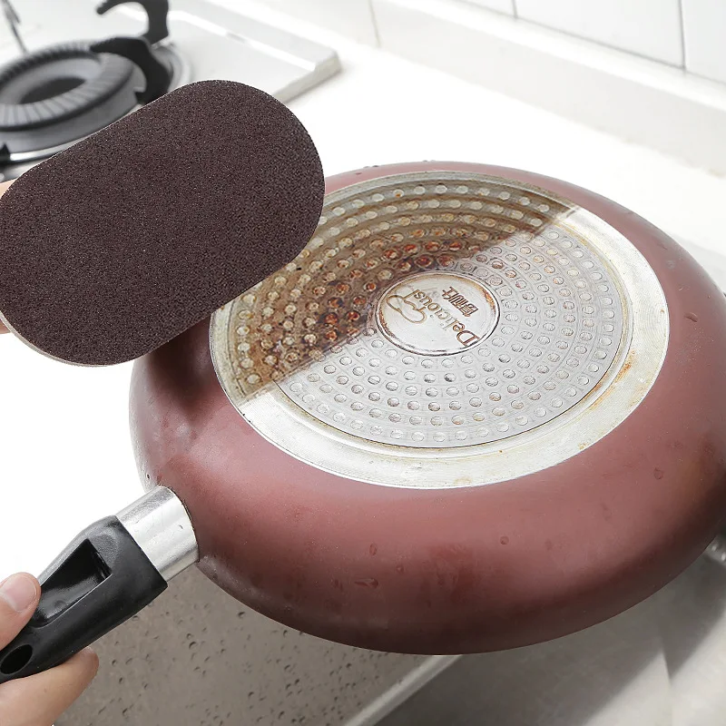 1PCS with handle emery sponge brush magic powder cleaning Kitchen Tool Wash Pan Knife Strong decontamination nano sponge