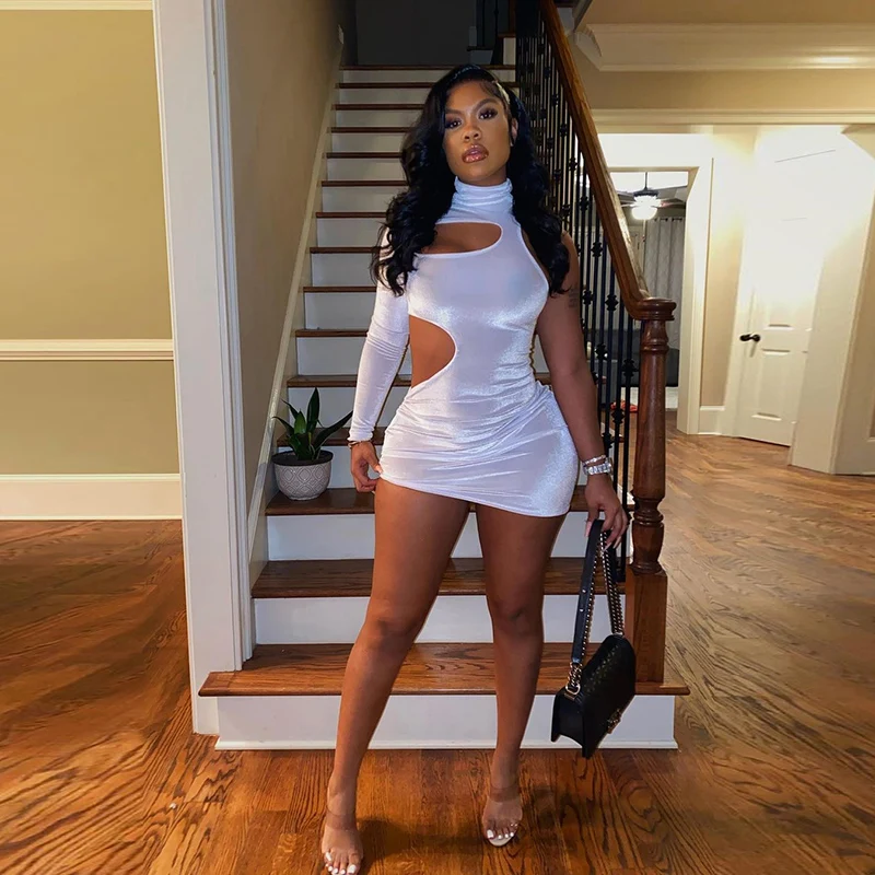 

2021 Hot Sale Fashion One Sleeve Summer Hollow out Casual Women Sexy Dress