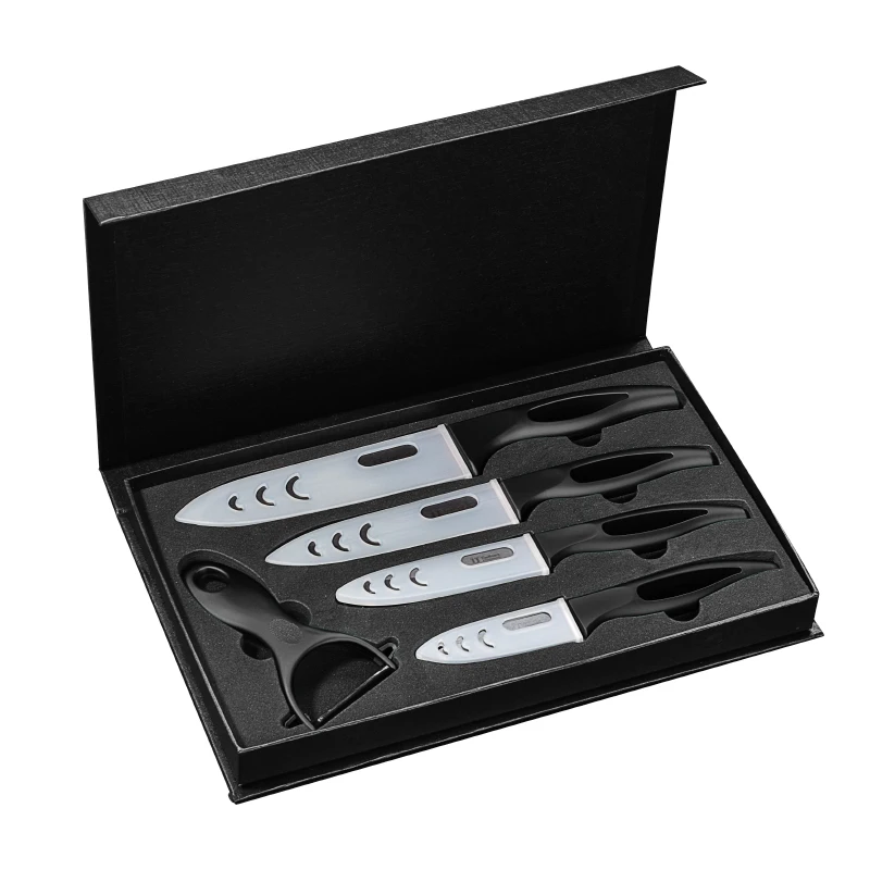 
New arrival black 5pcs with gift box kitchen ceramic knife set 