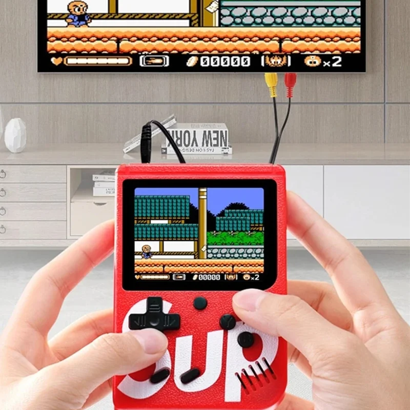 

Retro Portable Mini Handheld SUP Game Console 8-Bit 3.0 Inch Color LCD Kids Color Game Built-in 400 Video Games Two-Player, Red, white, yellow, black, blue