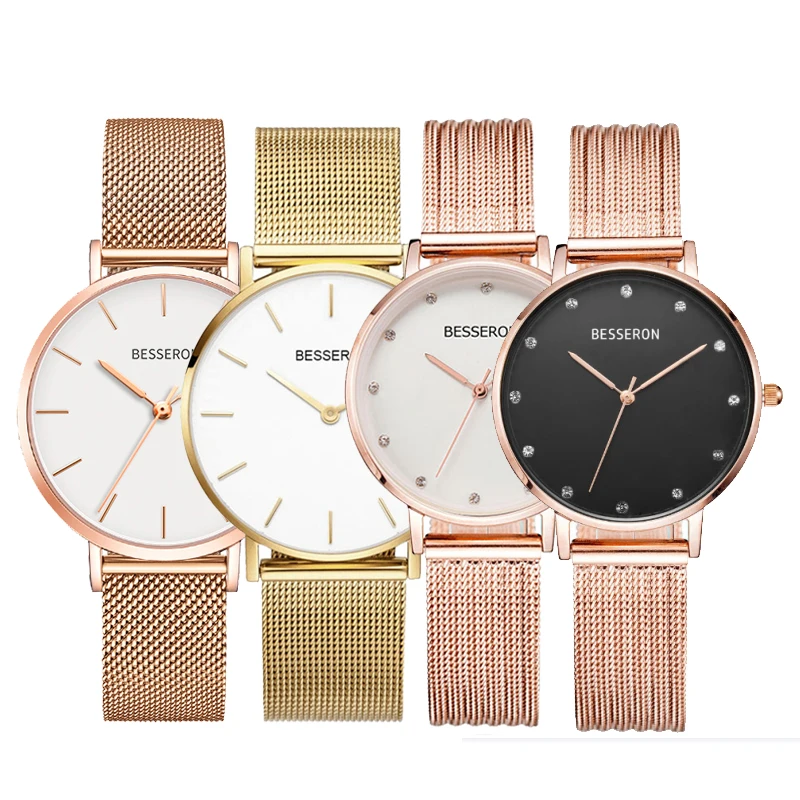 

New Deluxe Stainless Steel Mesh Women's Wrist Watches High Quality Ladies Diamond Custom Oem Women Watch