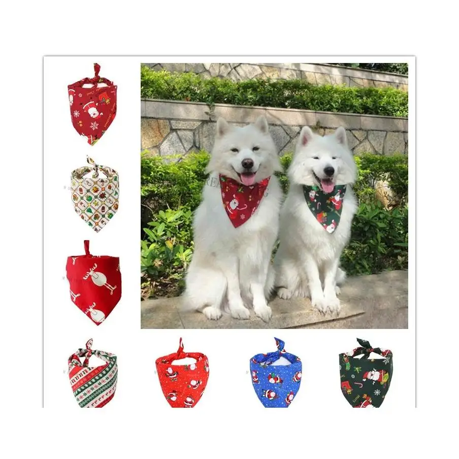 

Christmas Dog Costume Triangular Bandanas Pet Scarf For Dogs Cats Neckerchief Dog Apparel Christmas Decoration Pet Grooming Supp