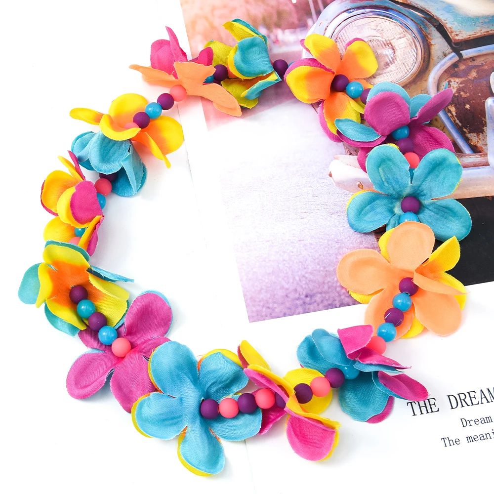 

Veijer High Quality Colorful Women Acrylic Hawaii Party Decoration Beach Wear Flower Choker