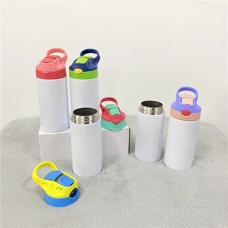 

US warehouse RTS 12oz DIY blank sublimation white children's kids straight water bottle with same diameter of the top and bottom