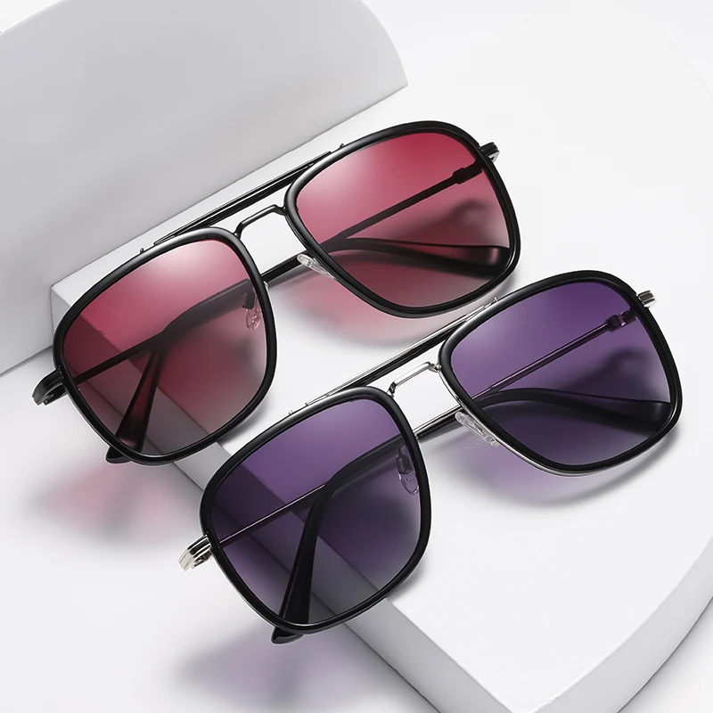 

Wholesale Oversized Metal Double Bridge Luxury Male Sunglass Fashion Sunglass Uv400 Sun Glasses Men Polarized Sunglasses