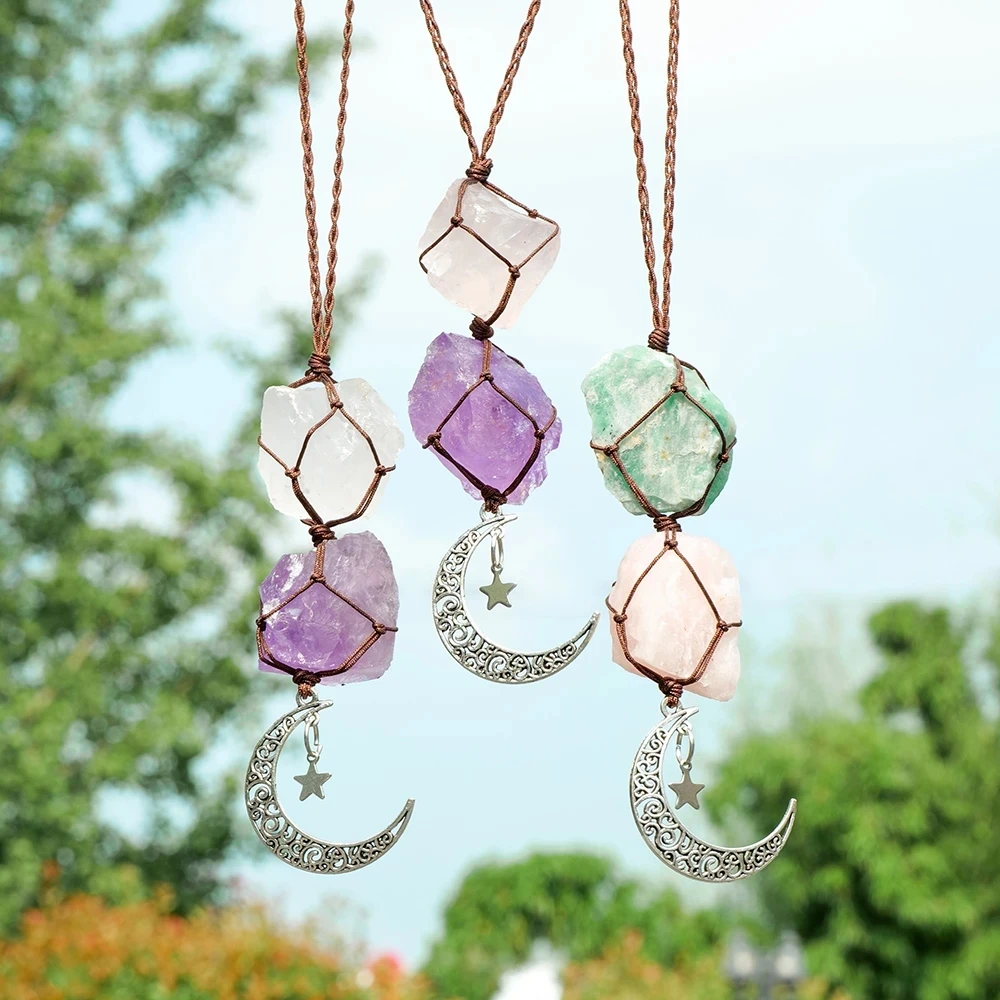

wholesale natural crystal raw stone car hanging amethyst pendant for decoration