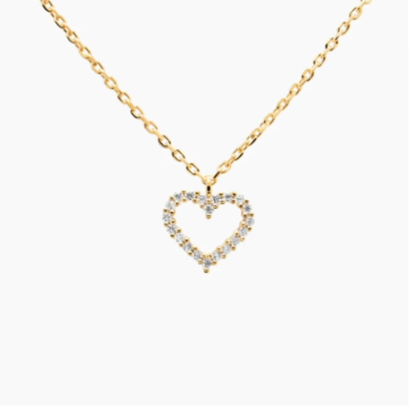 

S925 sterling silver wild trend heart-shaped colored diamond necklace