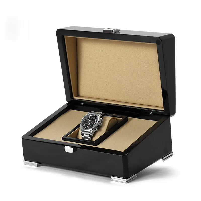 

Simple Fashion Watch Wooden Box Black Paint Luxury Watch Gift Box, Black color