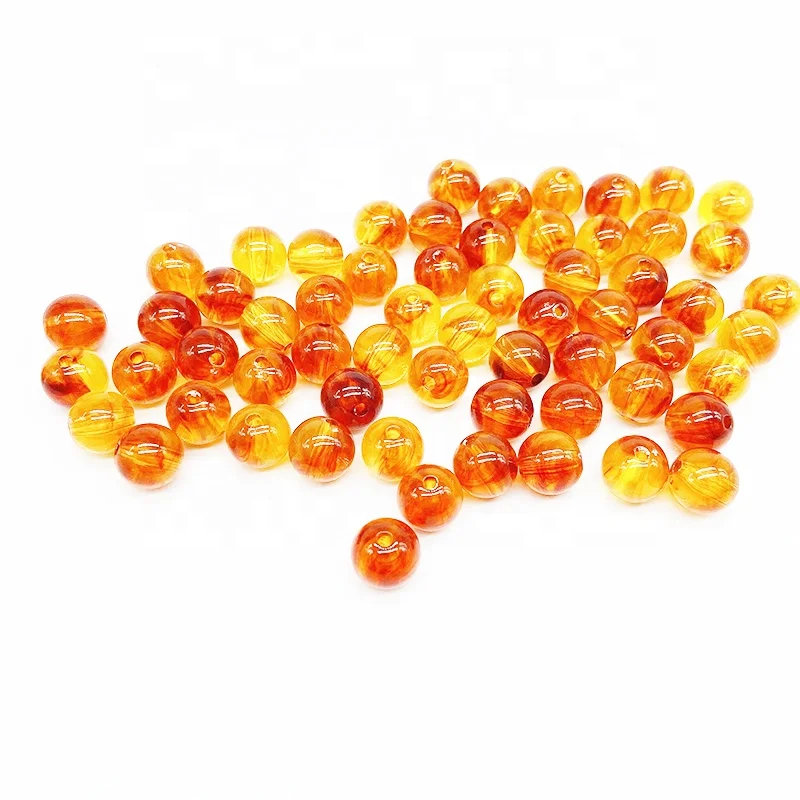 

Wholesale  Plastic Faux Baltic Amber Beads Gemstone Effect Loose Round Beads Sold By Factory Directly For Jewelry Making, Amber color