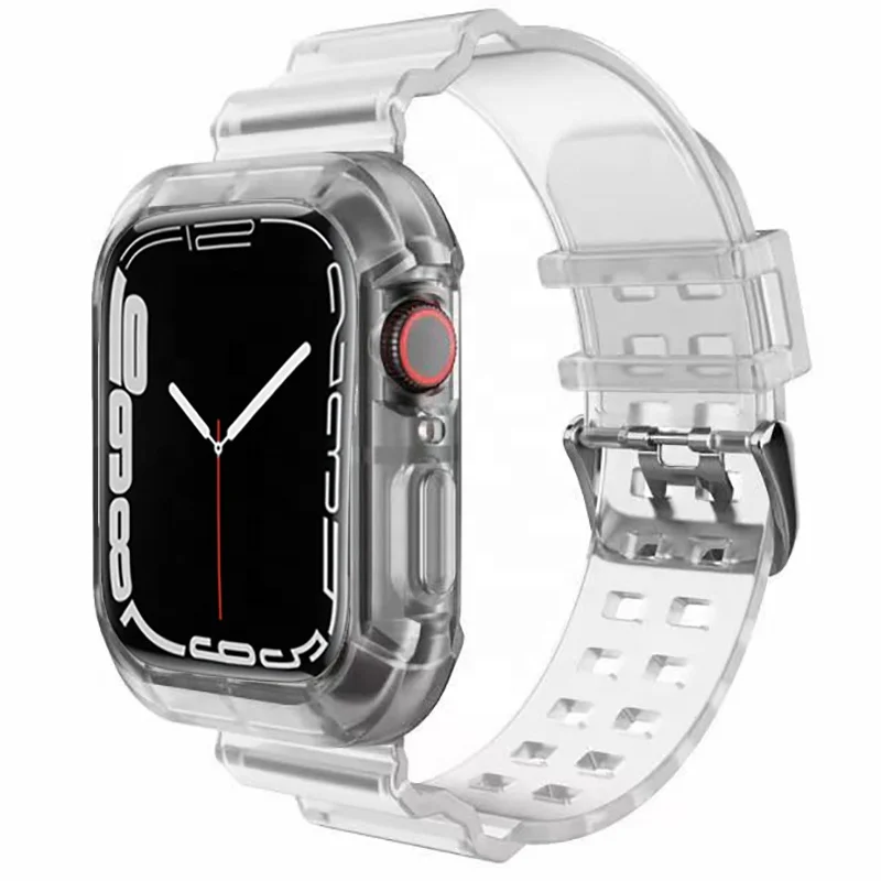 Transparent Correa Sport Loop Wrist for Iwatch Series 7 6 Se 5 4 3 Silicone Strap for Apple Watch Band 45MM 41 40 44 38mm