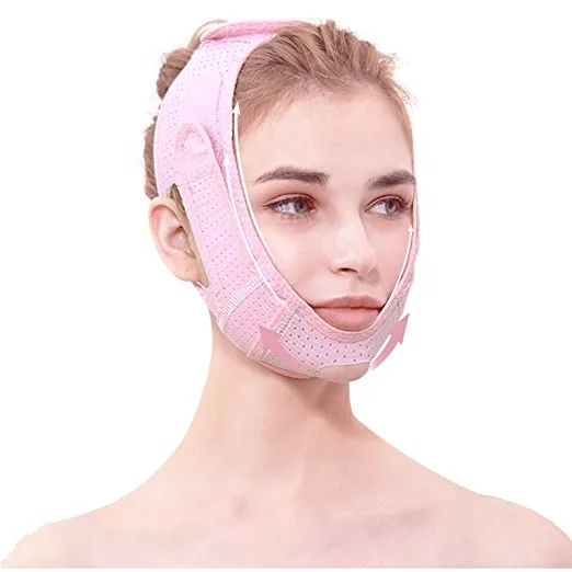 

Face Slimming Strap Double Chin Reducer V Line Up Facial Contour Lifting Belt, Pink,white