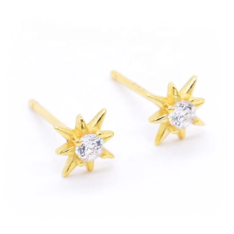 

Korean Accessories Fine Jewelry 2021 Unique 925 Sterling Silver Mini CZ Diamond Cubic Zircon Star Stud Earrings for Women Men