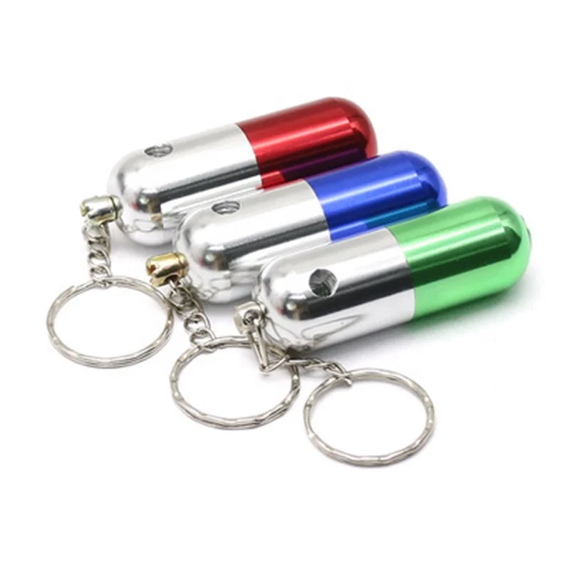 

Metal Creative Mini Pill Design Smoking Pipe Portable Detachable Keychains Tobacco Pipe, Random